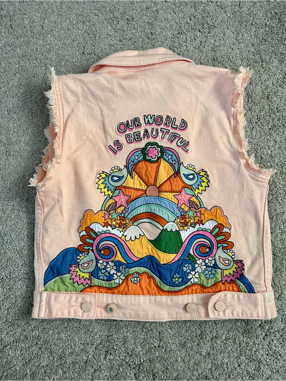 Stella McCartney Kids Denim Graphic Vest - Our World Is Beautiful